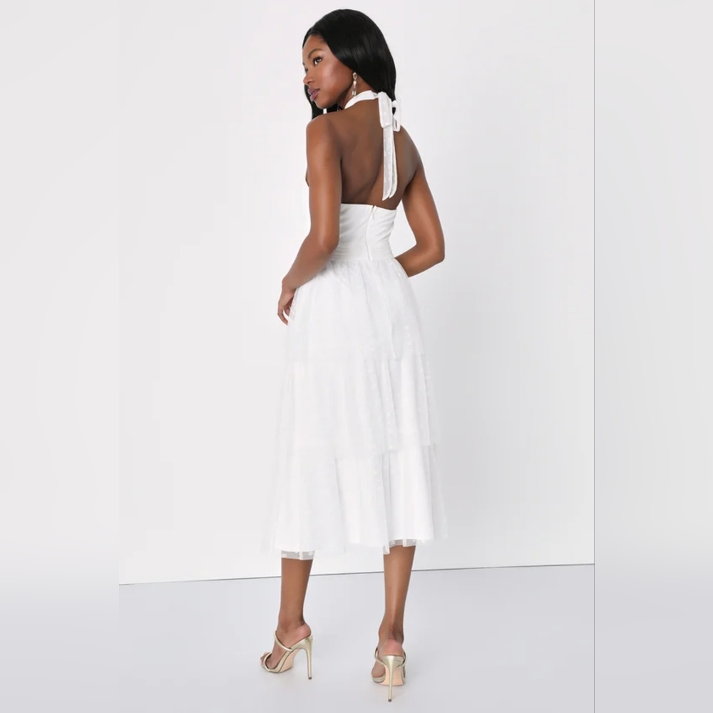Lulus Elegant White Halter Dress - Picture 4 of 4